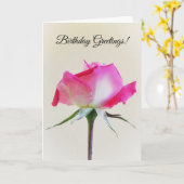 Carte d'anniversaire rose et blanc (Fleur jaune)