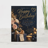 Carte d'anniversaire Rose Fardée Navy (Devant)