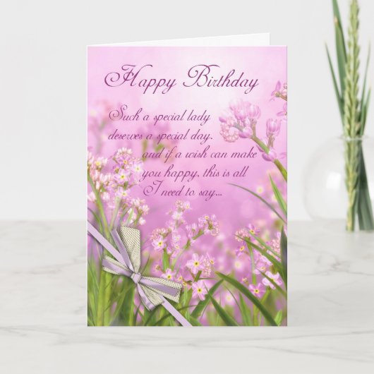 Carte d'anniversaire - Rose Feminine Florale avec  (Devant)