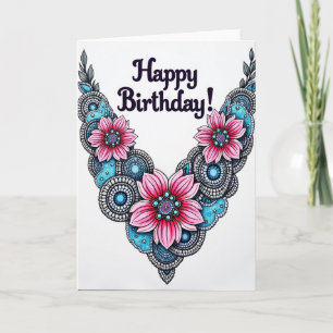 Carte d'anniversaire rose festive
