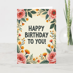 Carte d'anniversaire rose festive