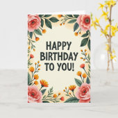 Carte d'anniversaire rose festive (Fleur jaune)