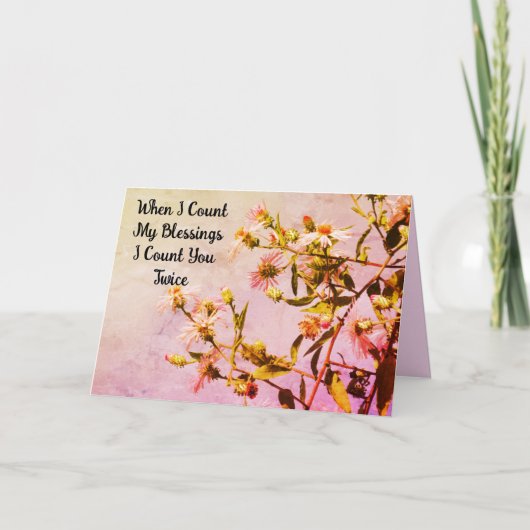 Carte d'anniversaire rose floral pour maman - Pers (Devant)