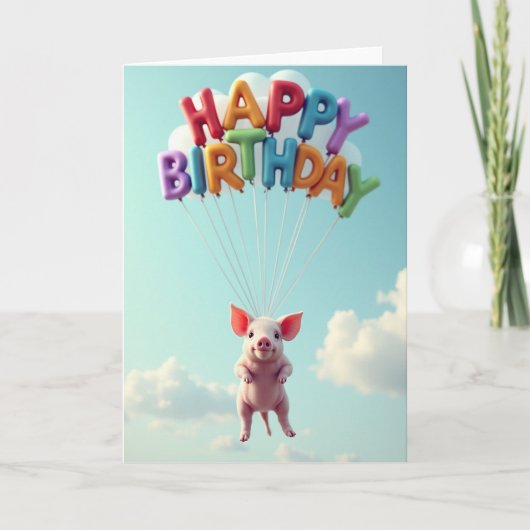 Carte d'anniversaire rose flottante (Devant)