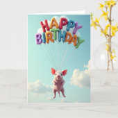 Carte d'anniversaire rose flottante (Fleur jaune)