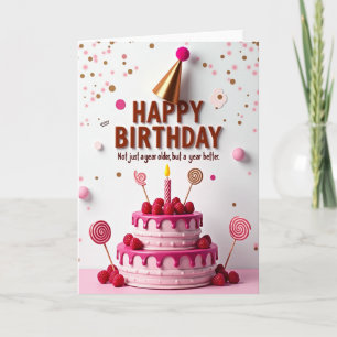 Carte d'anniversaire rose framboise