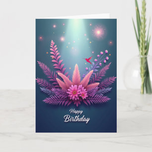 Carte d'anniversaire Rose Fuchsia Bloom