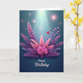 Carte d'anniversaire Rose Fuchsia Bloom (Fleur jaune)