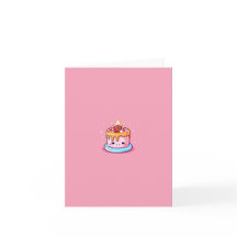 Carte d'anniversaire, rose, gâteau, kawaii, carte 