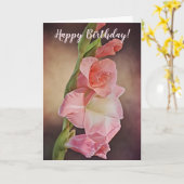 Carte d'anniversaire rose Gladiolus (Fleur jaune)