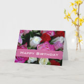 Carte d'anniversaire rose heureuse (Fleur jaune)