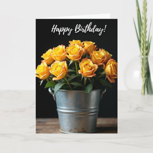 Carte d'anniversaire Rose jaune douce (Devant)