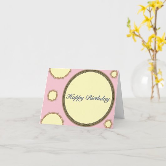 Carte d'anniversaire rose Jaune Pois joyeuse (Fleur jaune)