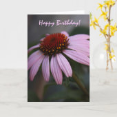 Carte d'anniversaire rose joyeux (Fleur jaune)