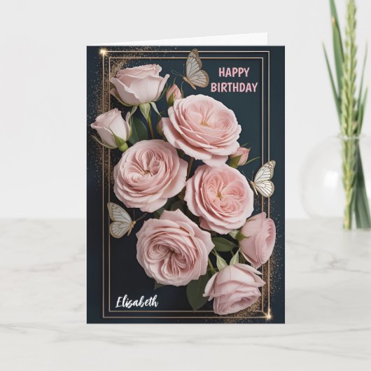 Carte d'anniversaire Rose Luxe (Devant)