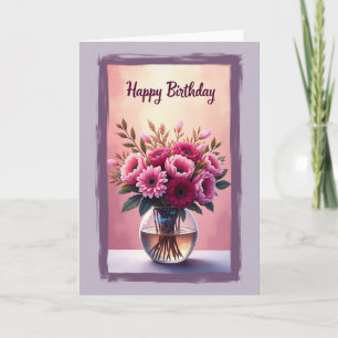 Carte d'anniversaire rose luxueuse