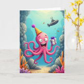 Carte d'anniversaire rose marine (Fleur jaune)