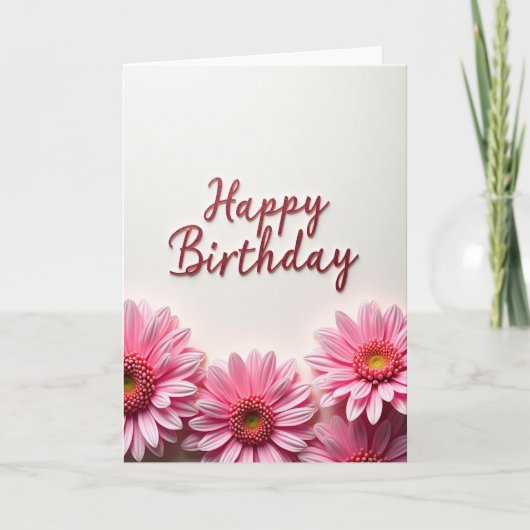 Carte d'anniversaire Rose Pailletée (Devant)