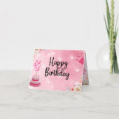 carte d'anniversaire rose parties scintillant (Devant)