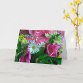 Carte d'anniversaire rose Patchwork (Fleur jaune)