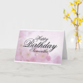 Carte d'anniversaire rose personnalisée (Fleur jaune)