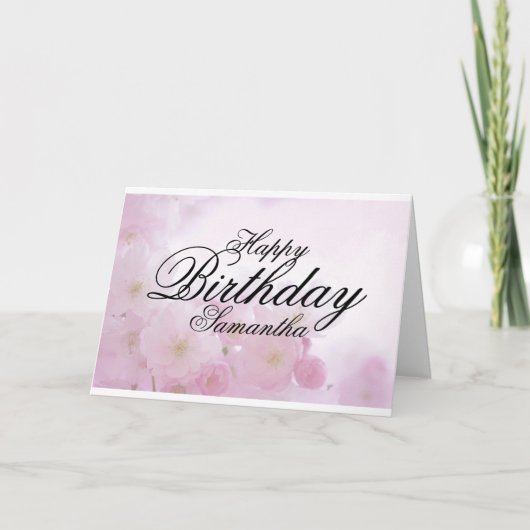 Carte d'anniversaire rose personnalisée (Devant)