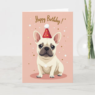 Carte d'anniversaire rose pour chien joyeux