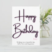 Carte d'anniversaire rose pour elle (Debout devant)
