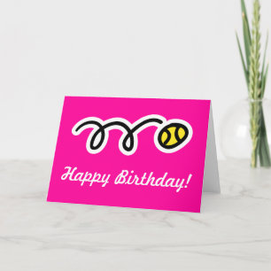 Carte d'anniversaire rose pour joueuses de tennis