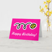 Carte d'anniversaire rose pour les joueuses de ten (Fleur jaune)