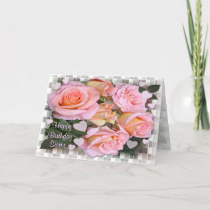 Carte d'anniversaire rose pour soeur