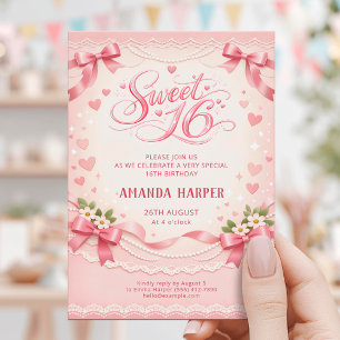 Carte d'anniversaire rose pour une Sweet 16