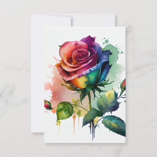Carte d'anniversaire Rose Rainbow Watercolor (Devant)