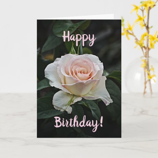 Carte d'anniversaire Rose rose (Fleur jaune)
