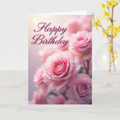 Carte d'anniversaire Rose Rose (Fleur jaune)
