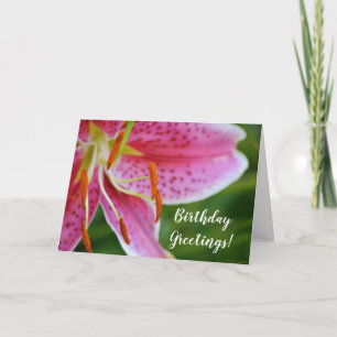 Carte d'anniversaire rose Stargazer Lily