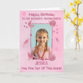 Carte d'anniversaire rose sur le thème de l'espace (Fleur jaune)