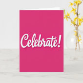 Carte d'anniversaire rose vibrant (Fleur jaune)