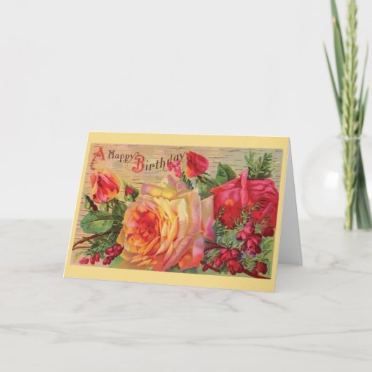 Carte d'anniversaire Rose vintage (Devant)