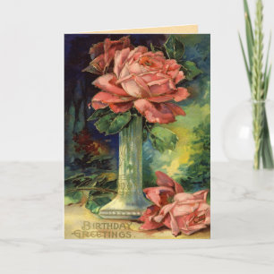 Carte d'anniversaire Rose vintage