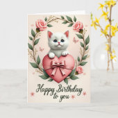 Carte d'anniversaire Roses Chatons Mignonne (Fleur jaune)