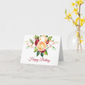 Carte d'anniversaire Roses et baies d'aquarelle (Fleur jaune)
