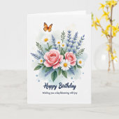Carte d'anniversaire Roses Marguerites (Fleur jaune)