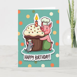 Carte d'anniversaire Rosy Swine