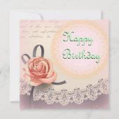 Carte d'anniversaire Rosy Vintage (Devant)