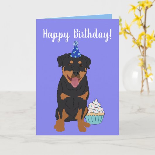 Carte d'anniversaire Rottweiler (Fleur jaune)