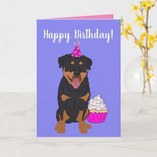 Carte d'anniversaire Rottweiler (Fleur jaune)