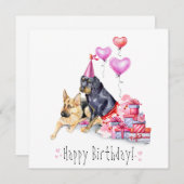 Carte d'anniversaire Rottweiler & allemand Shepard (Devant / Derrière)
