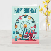 Carte d'anniversaire Roue de la fête (Fleur jaune)