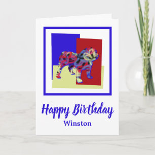 Carte d'Anniversaire Rouge Bleu Rouge